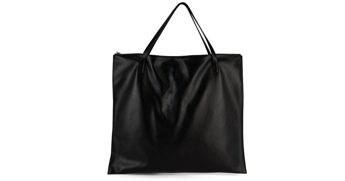Jil Sander Black Oversized Leather Tote Bag
