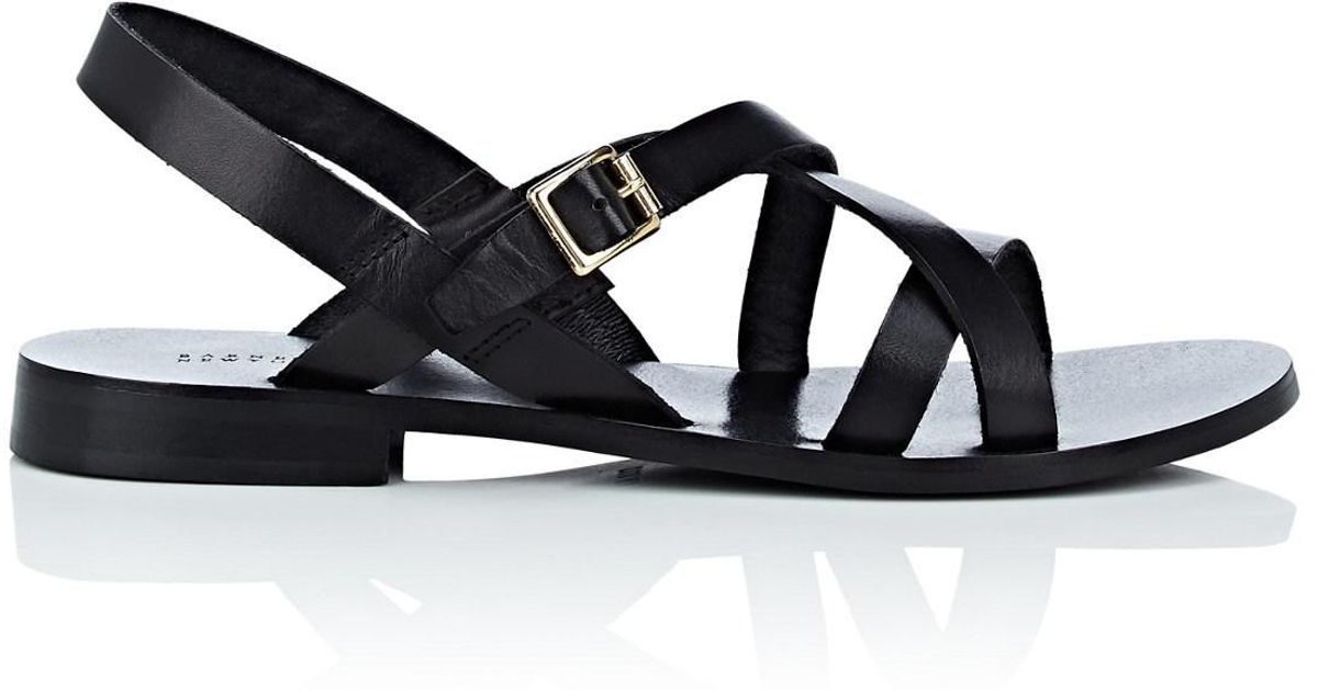 Barneys New York Leather Multi-strap Sandals in Black - Lyst