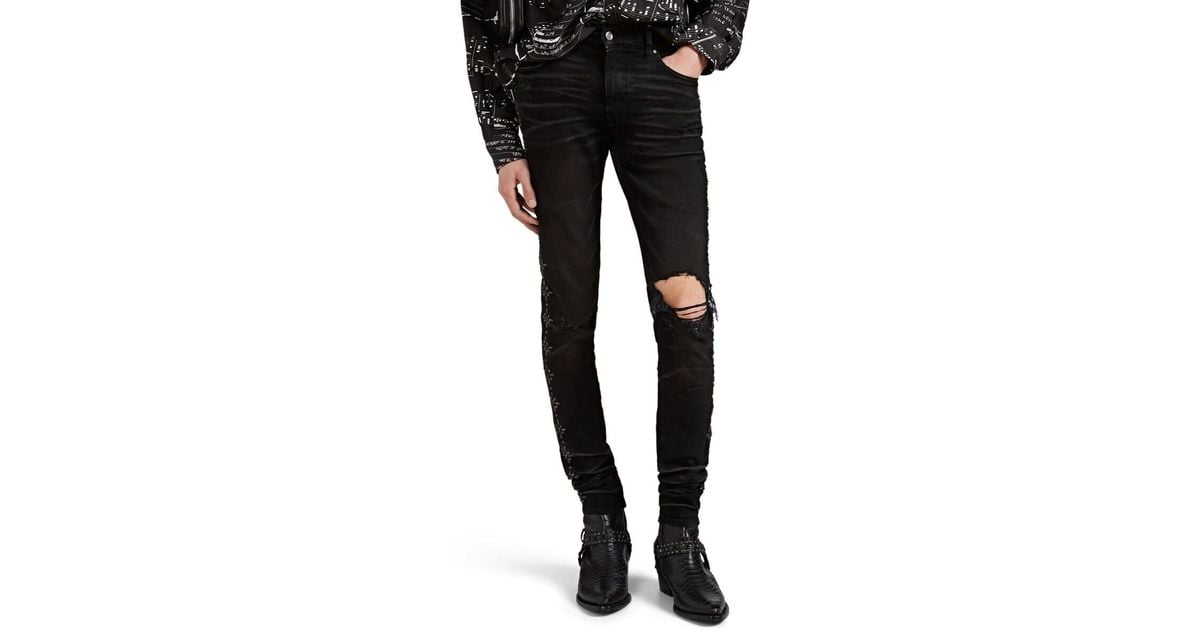 Amiri Denim Broken Studded Skinny Jeans in Black for Men - Lyst