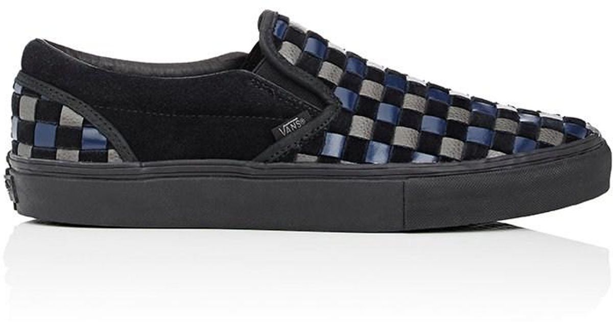 woven leather slip on vans