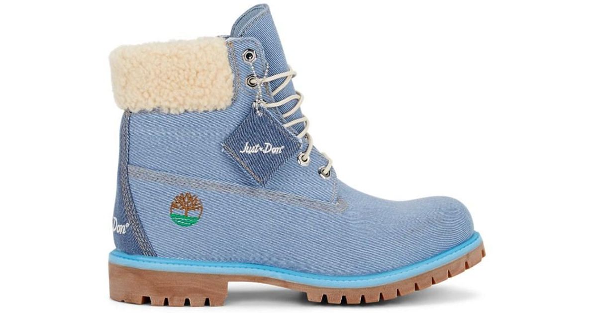 blue denim timbs
