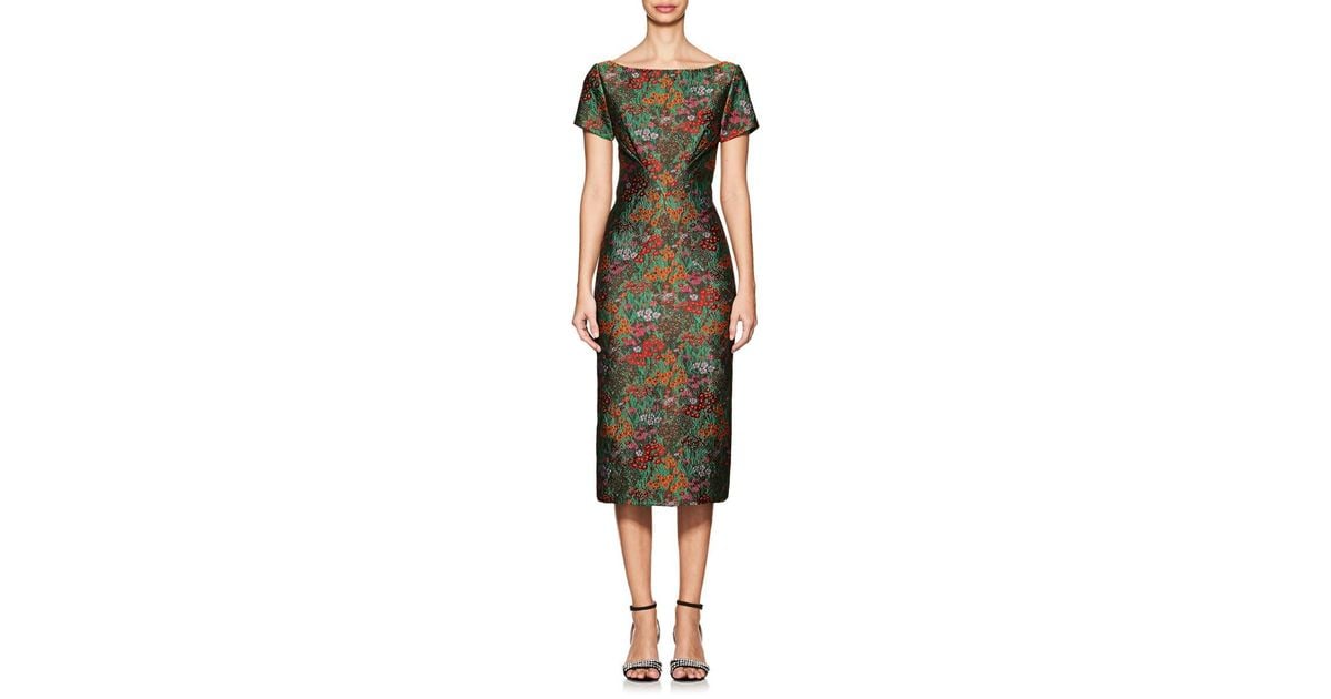 floral cloqué fitted sheath dress by zac posen