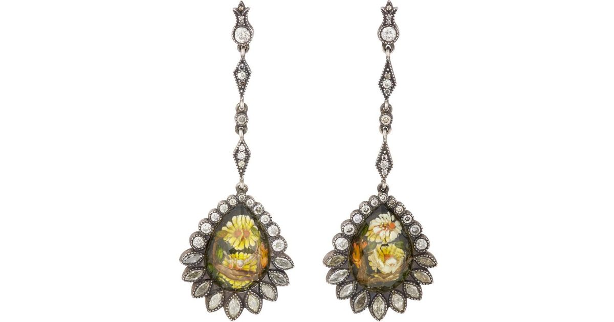 Sevan Biçakci Daisy Turtle Dove Intaglio Drop Earrings In Turtle Dove Intaglio Drop Earrings