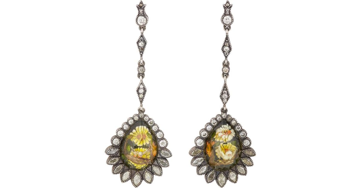 Sevan Biçakci Daisy Turtle Dove Intaglio Drop Earrings In Yellow Turtle Dove Intaglio Drop Earrings