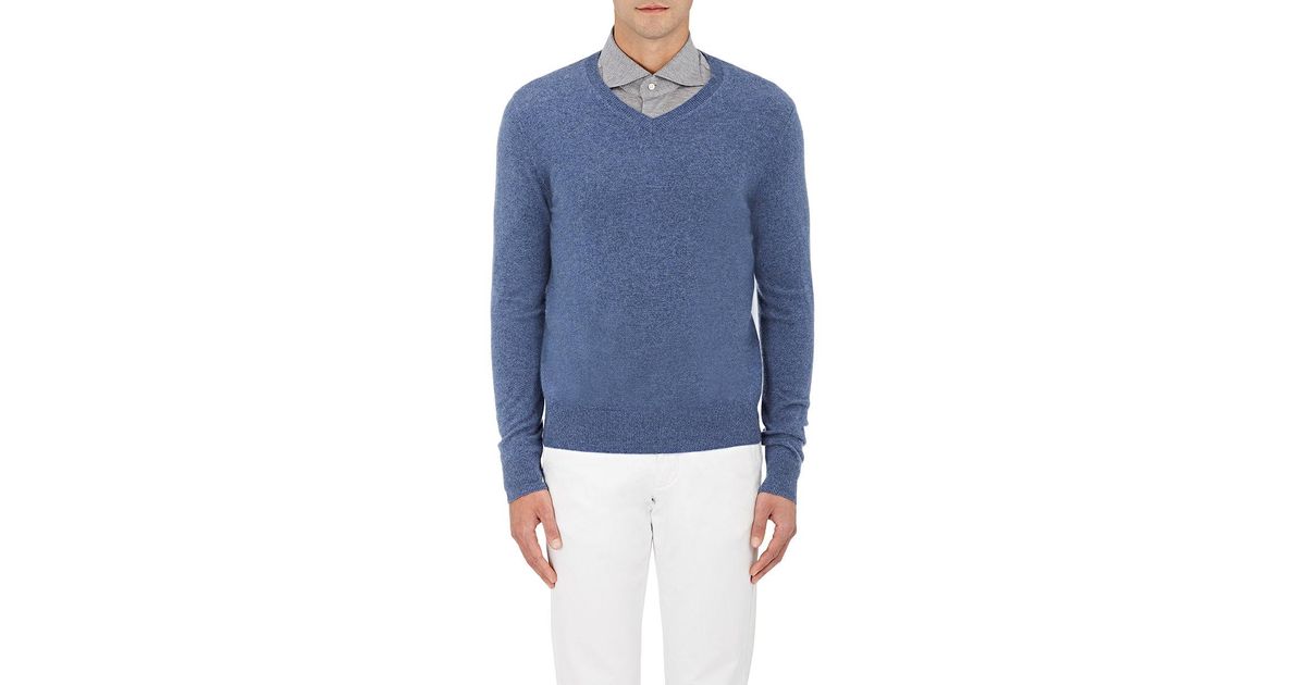 Piattelli Cashmere V-neck Sweater in Blue for Men | Lyst