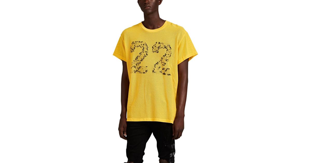 Amiri Cotton 22 Bouclé-mesh T-shirt in Yellow for Men - Lyst