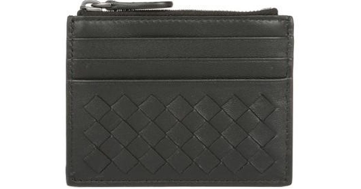 Bottega Veneta Leather Card Holder in Black for Men - Lyst