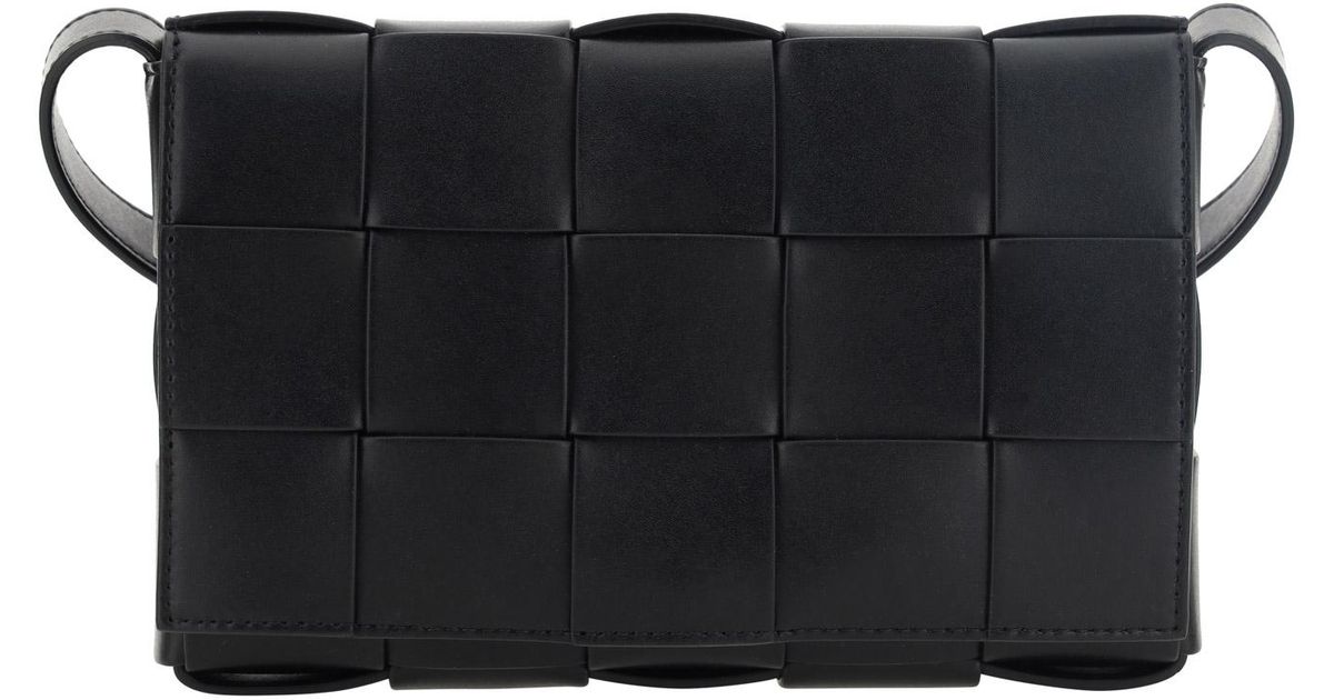 Bottega Veneta Cassette Mini Intrecciato-leather Cross-body Bag - Black