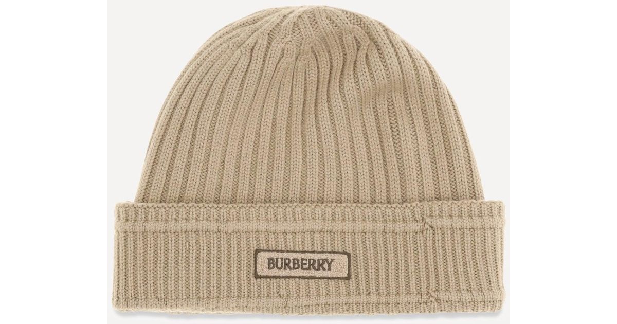 Burberry Wool Beanie in Natural for Men | Lyst UK
