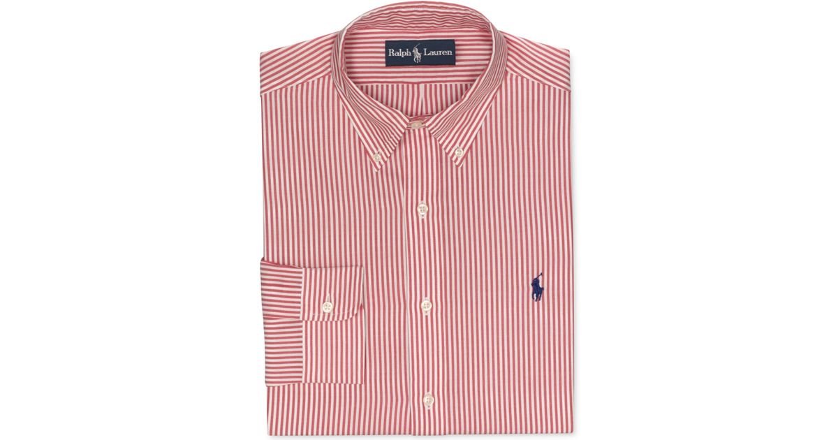 Ralph Lauren Polo Red And White Stripe Dress Shirt for Men | Lyst