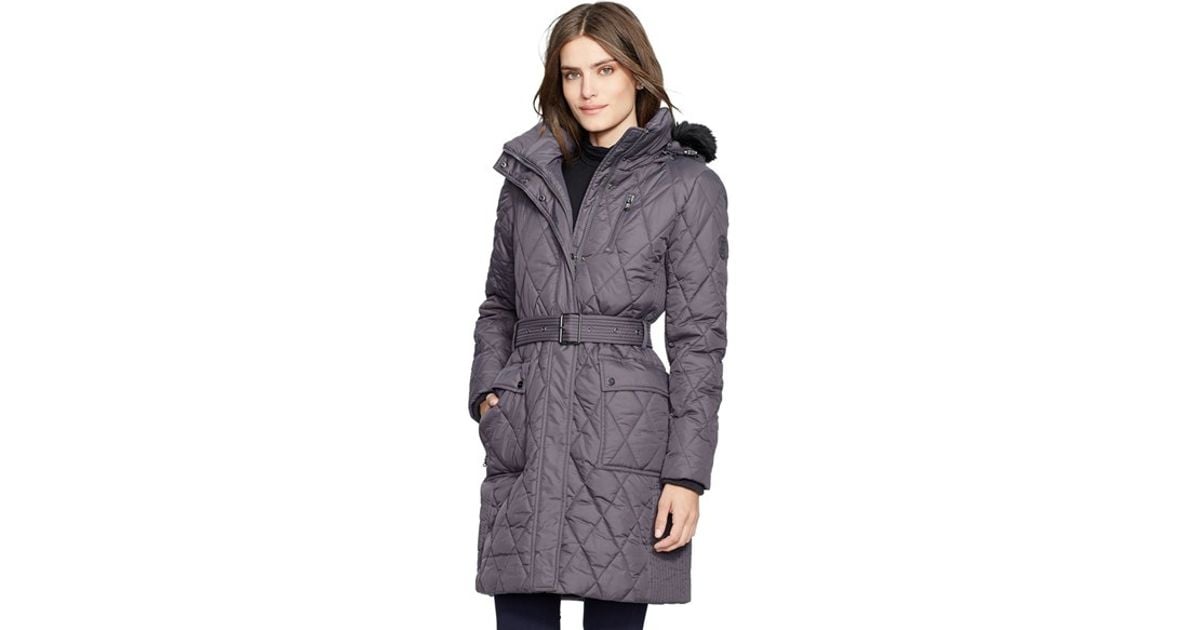 lauren ralph lauren quilted down faux fur parka
