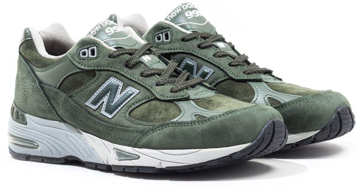 New Balance 991 Made In England Dark Green & Grey Suede Trainers for Men Lyst
