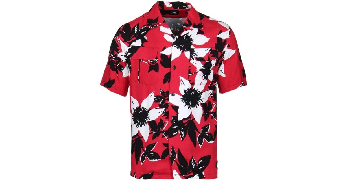Edwin Red Floral Rayon Short Sleeve Garage Shirt