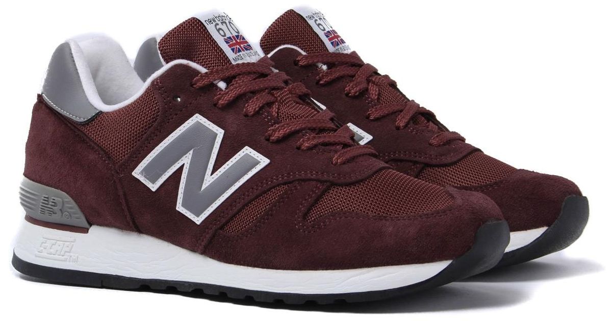 New Balance Suede 670 Made In England Burgundy Trainers for Men | Lyst