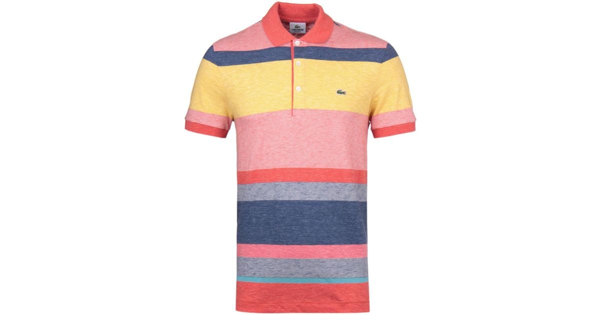 red blue and yellow striped shirt