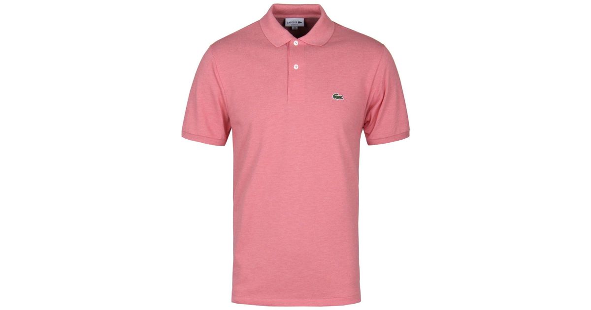 Lacoste Cotton Rosa Pink Marl Classic Fit Pique Polo Shirt for Men - Lyst