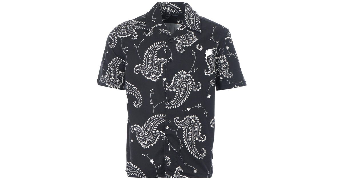 Fred Perry Paisley Print Revere Collar Shirt in Black for Men | Lyst