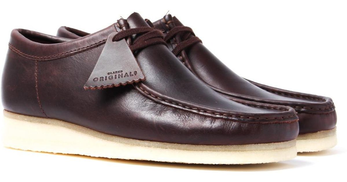 Clarks Chestnut Brown Leather Wallabee Low-cut Boots for Men | Lyst