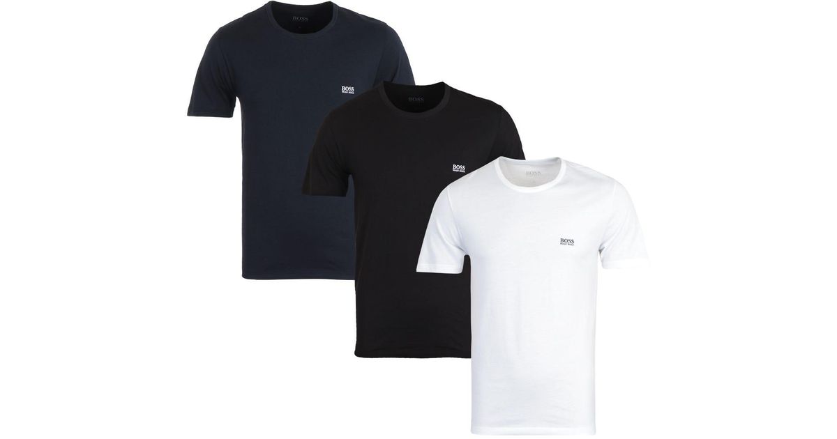 BOSS by HUGO BOSS Cotton Bodywear 3 Pack White & Navy T-shirts in Black for  Men - Lyst