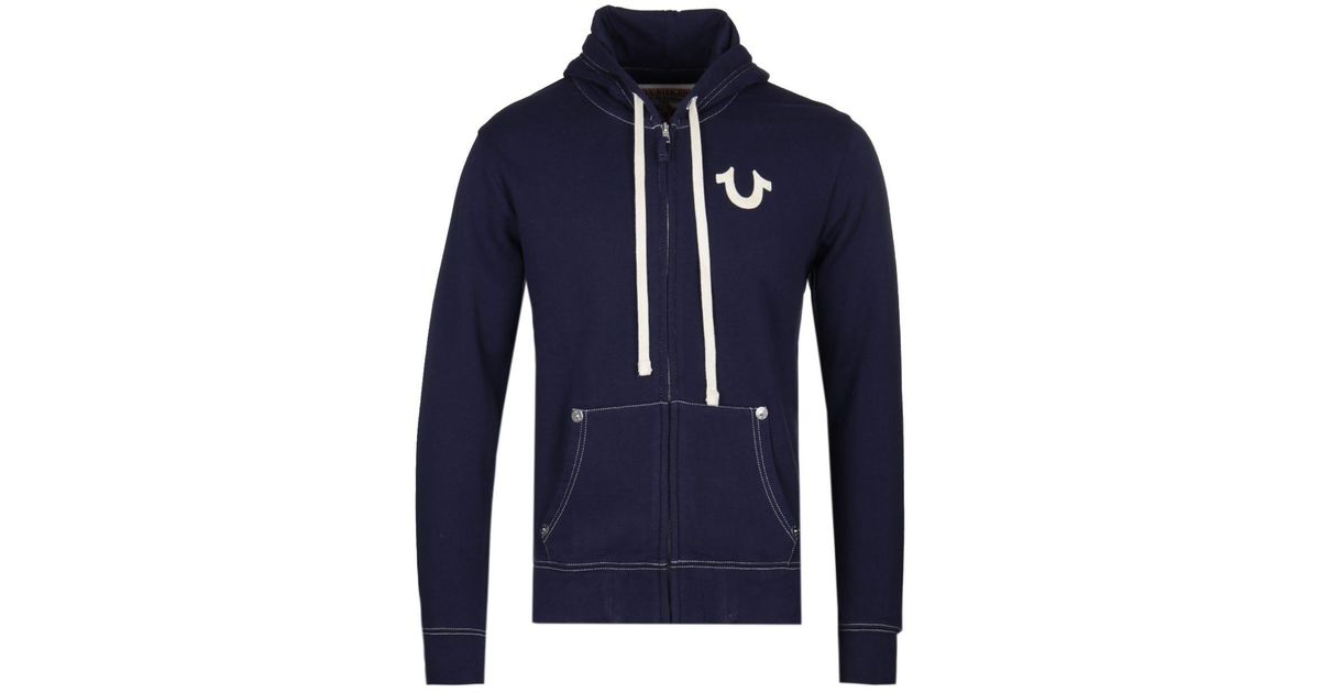 True Religion Denim Navy Zip Hoodie in Blue for Men Save 13 Lyst
