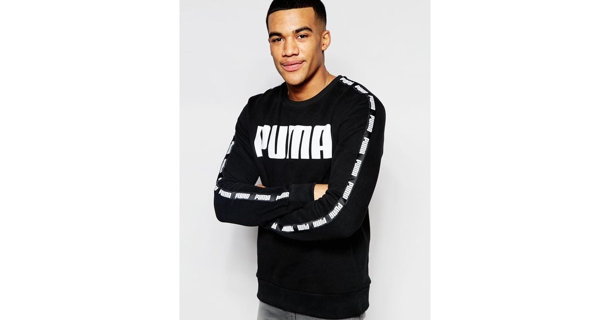puma taped hoodie in black