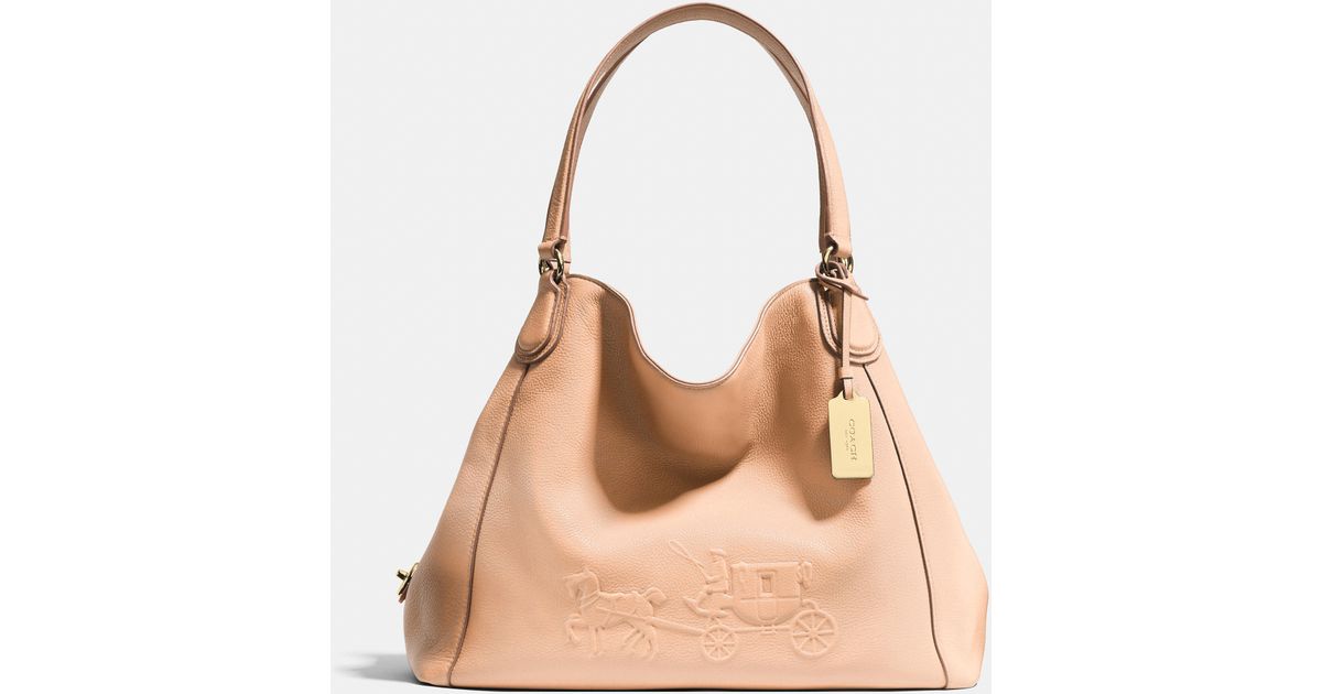 COACH Embossed Horse And Carriage Edie Shoulder Bag In Pebbled Leather