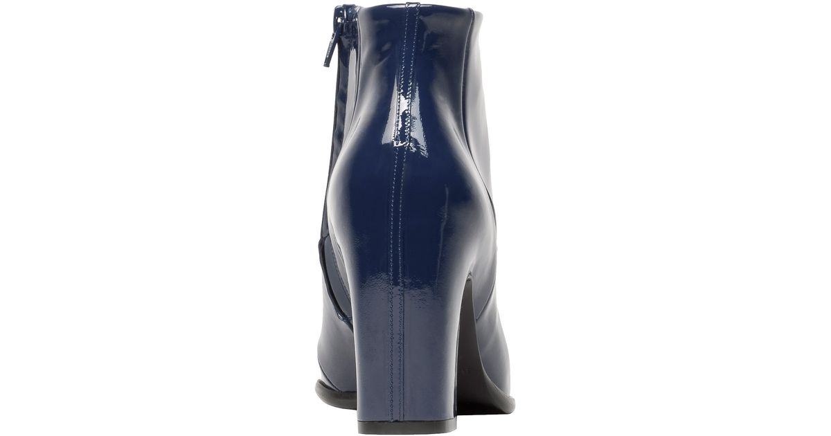 navy blue patent leather boots
