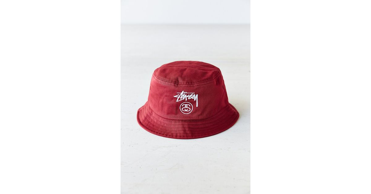 Stussy Stock Lock Bucket Hat in Maroon (Red) for Men | Lyst