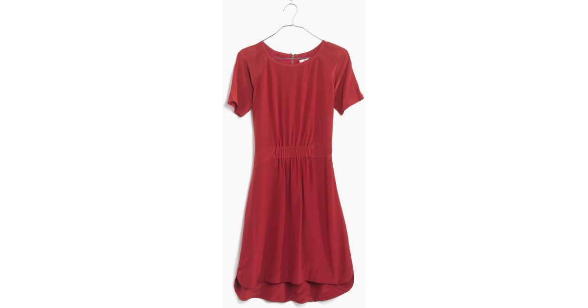 madewell red silk dress