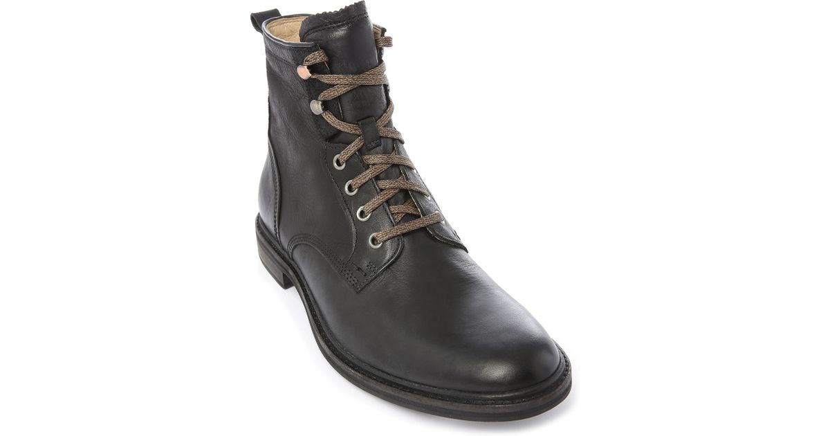 Ugg Selwood Black Leather Boots With Laces in Black for Men | Lyst