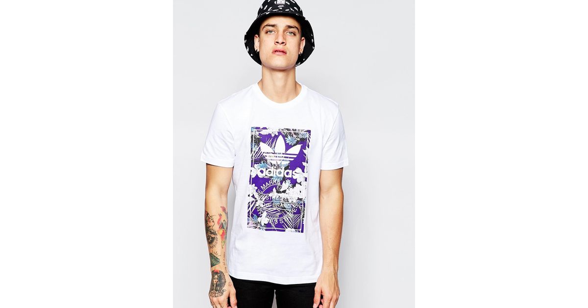 adidas Originals T-shirt With Floral Print Ah9085 in Purple for Men | Lyst