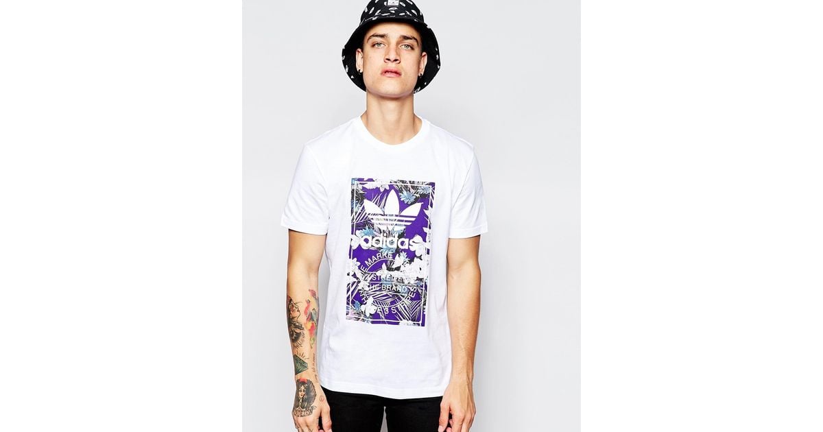 adidas Originals T shirt With Floral Print Ah9085 in Purple for Men