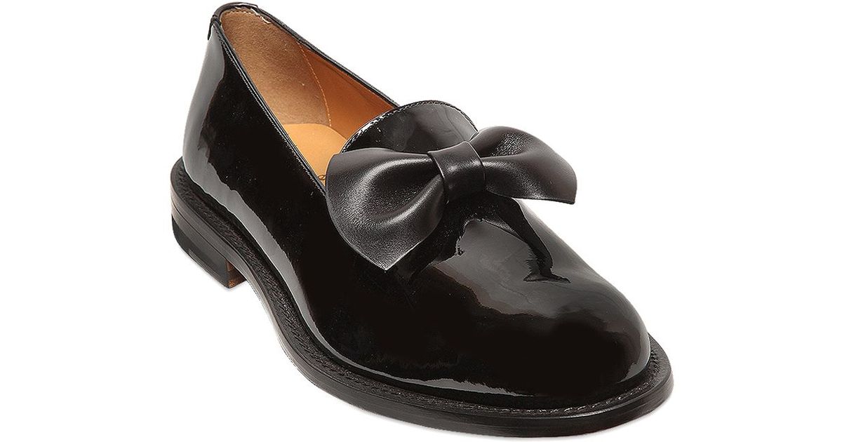 patent leather loafers with bow