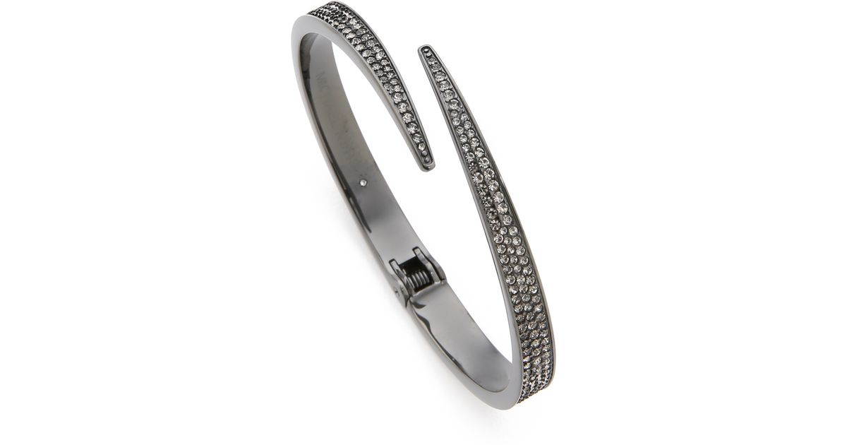 Michael Kors Pave Matchstick Hinge Bangle Bracelet - Gunmetal/black in  Metallic | Lyst