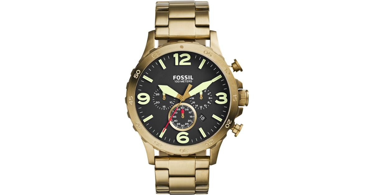 gold and silver fossil watch men's