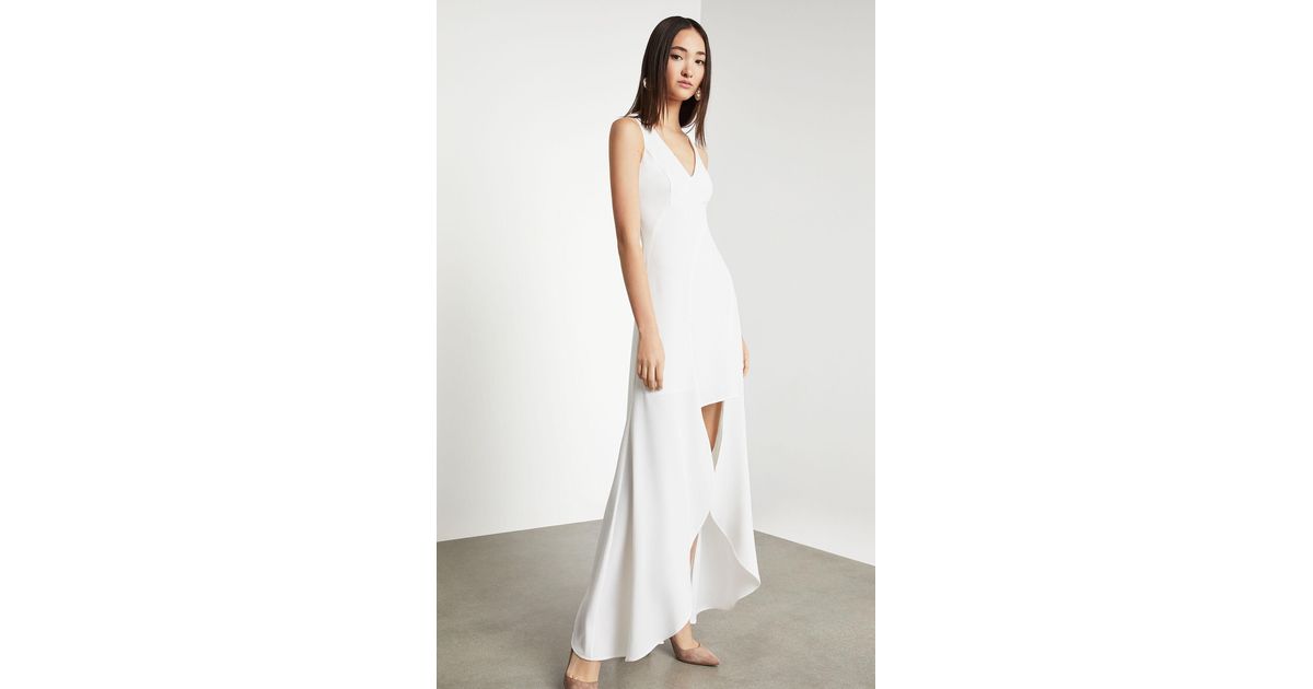 bcbg white high low dress