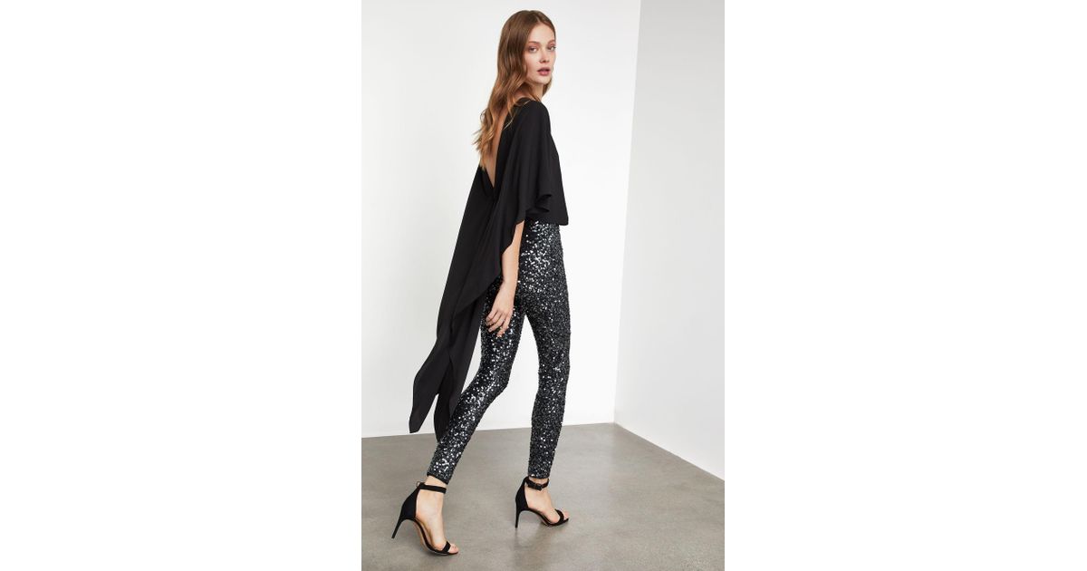 bcbg high low sequin jumpsuit