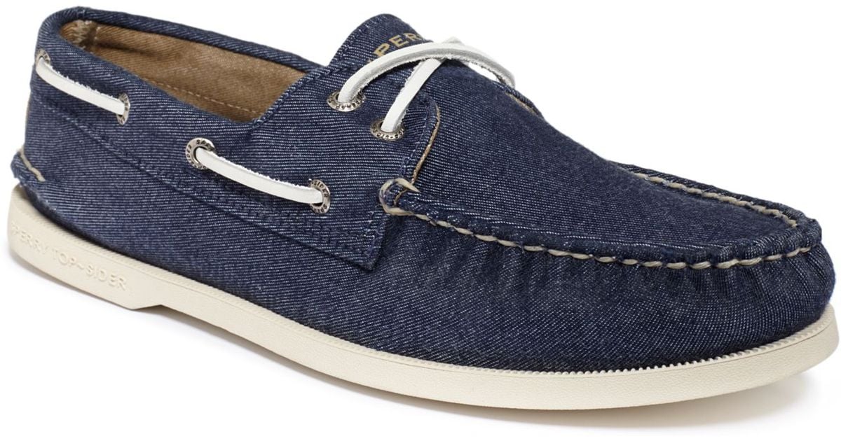 sperry blue canvas boat shoe