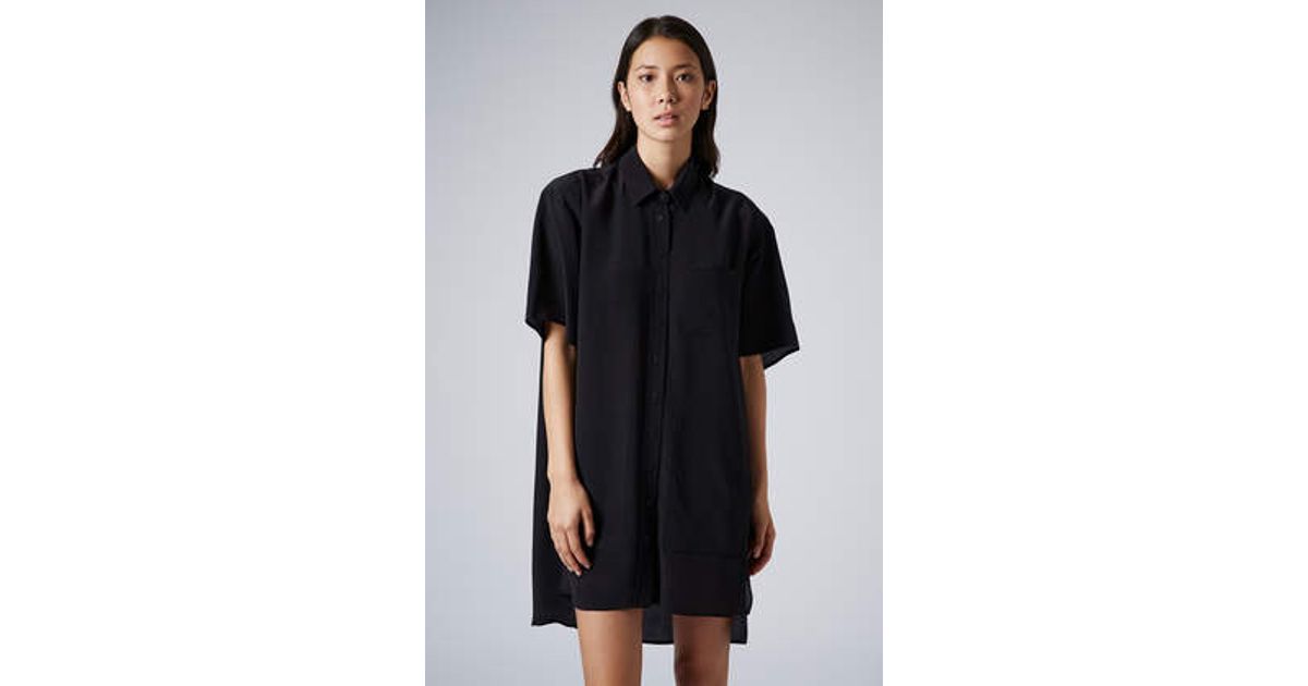 oversized silk shirt dress