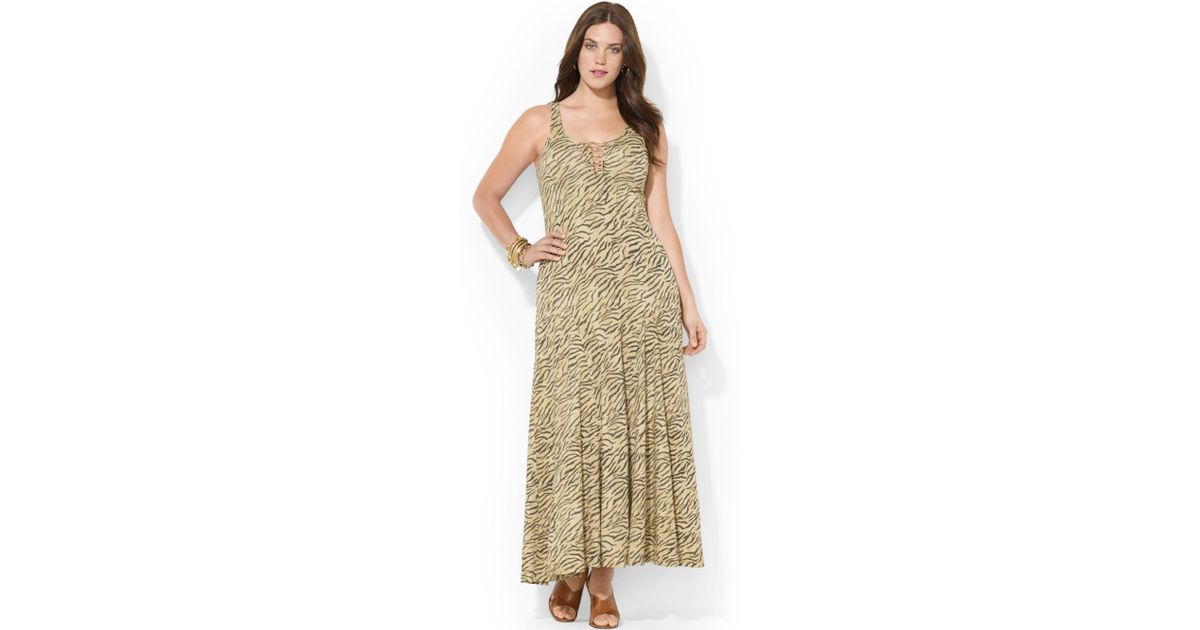Lauren by Ralph Lauren Plus Size Sleeveless Animal Print Maxi Dress Lyst