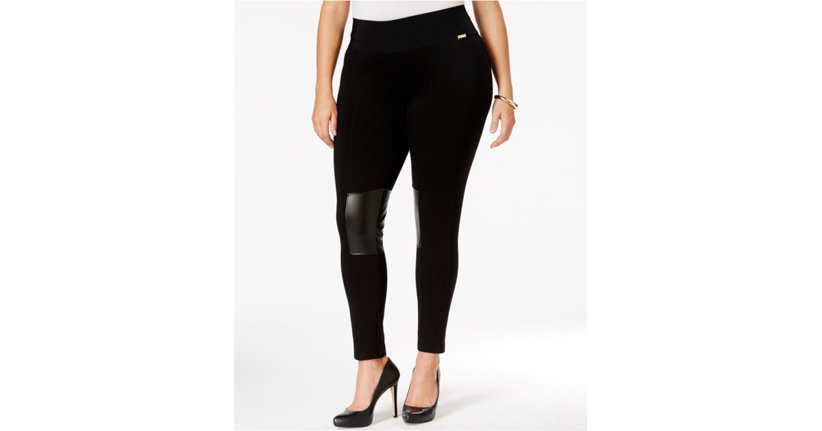 Faux-leather-patch Leggings 