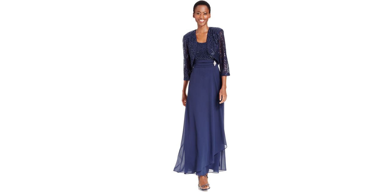 Women's R&M Richards 2-piece A-Line Dress & Sheer Jacket Set