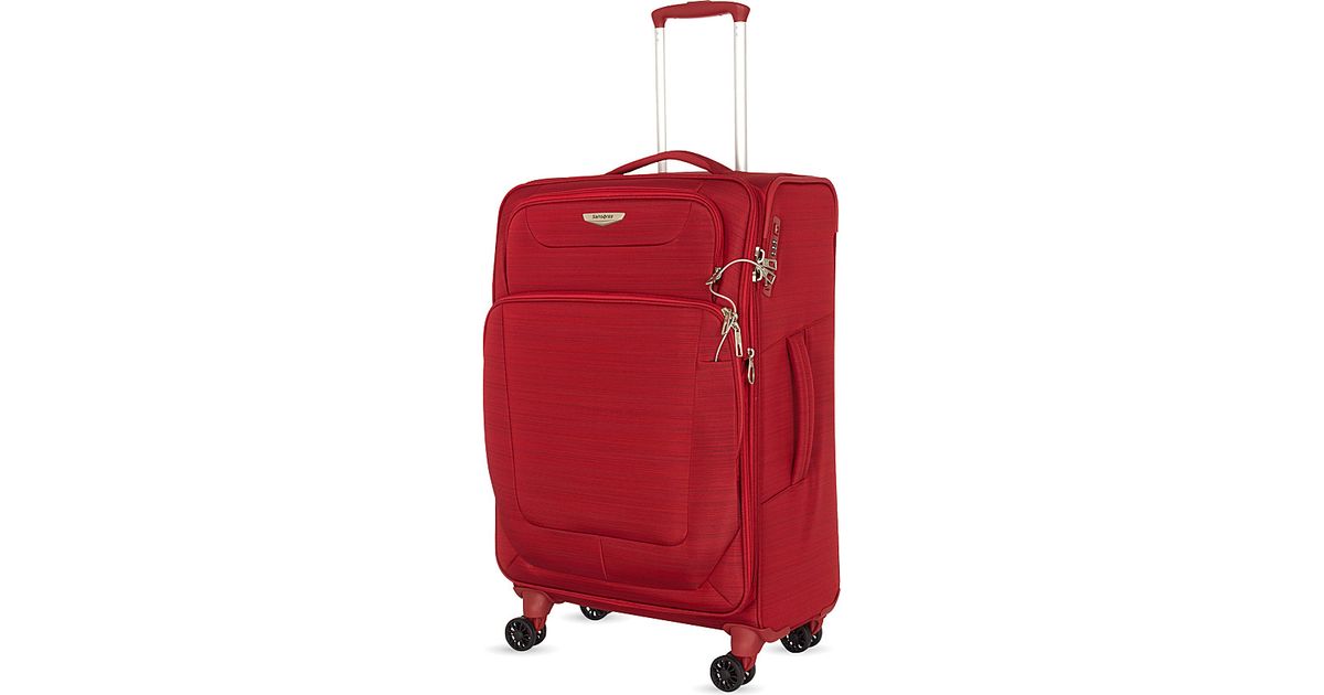 red samsonite suitcase
