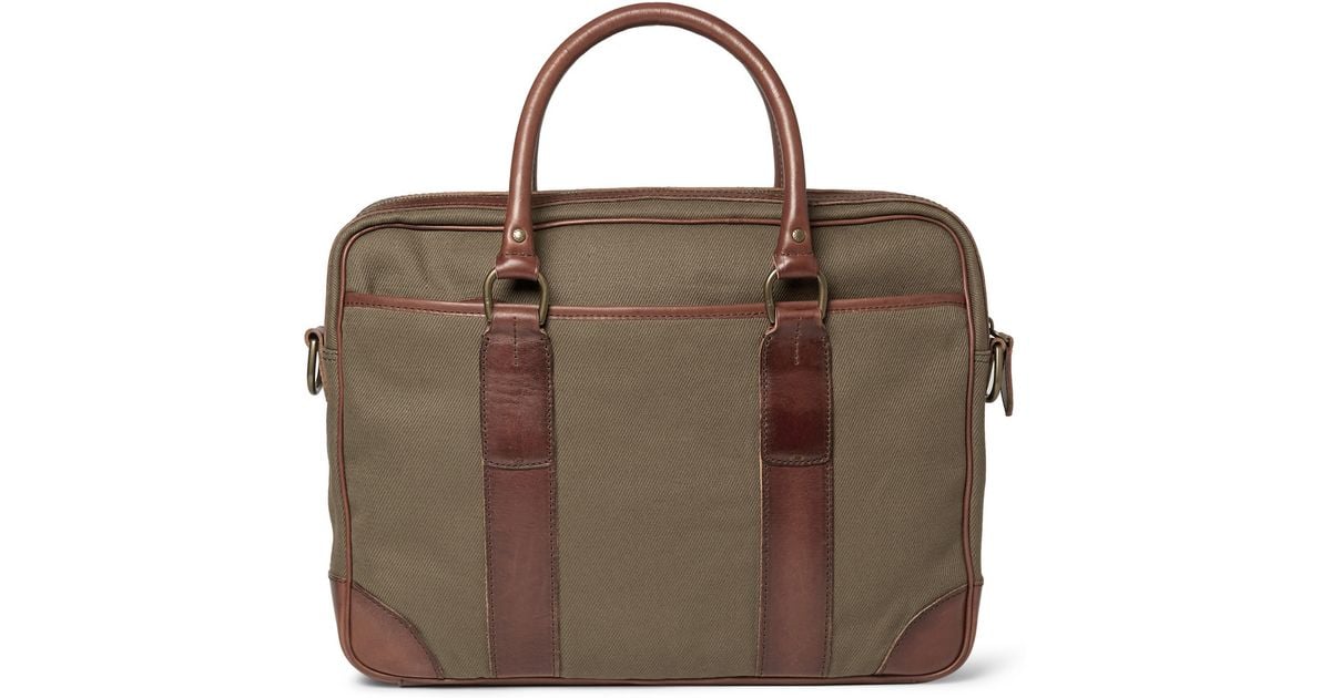 Polo Ralph Lauren Canvas and Leather Briefcase in Green for Men | Lyst