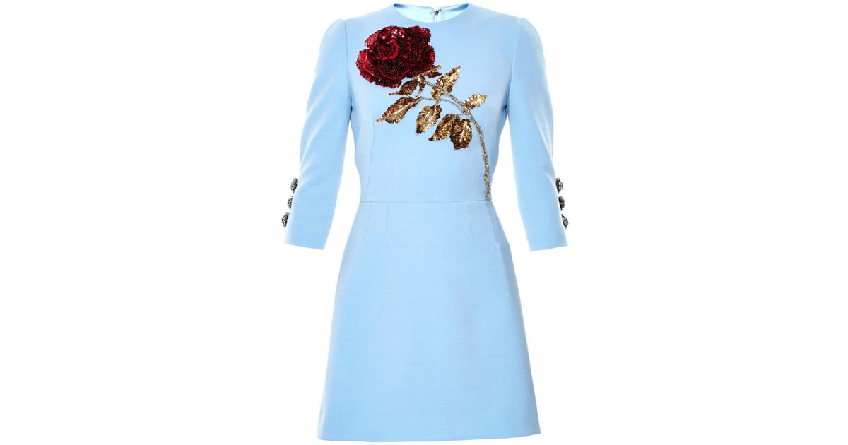 Dolce \u0026 Gabbana Rose Wool Mini Dress in 