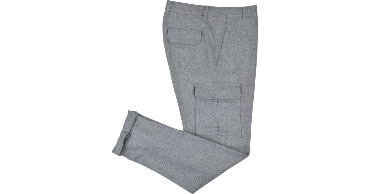 Brunello Cucinelli Pearl Grey Flannel Cargo Pant in Gray for Men - Lyst