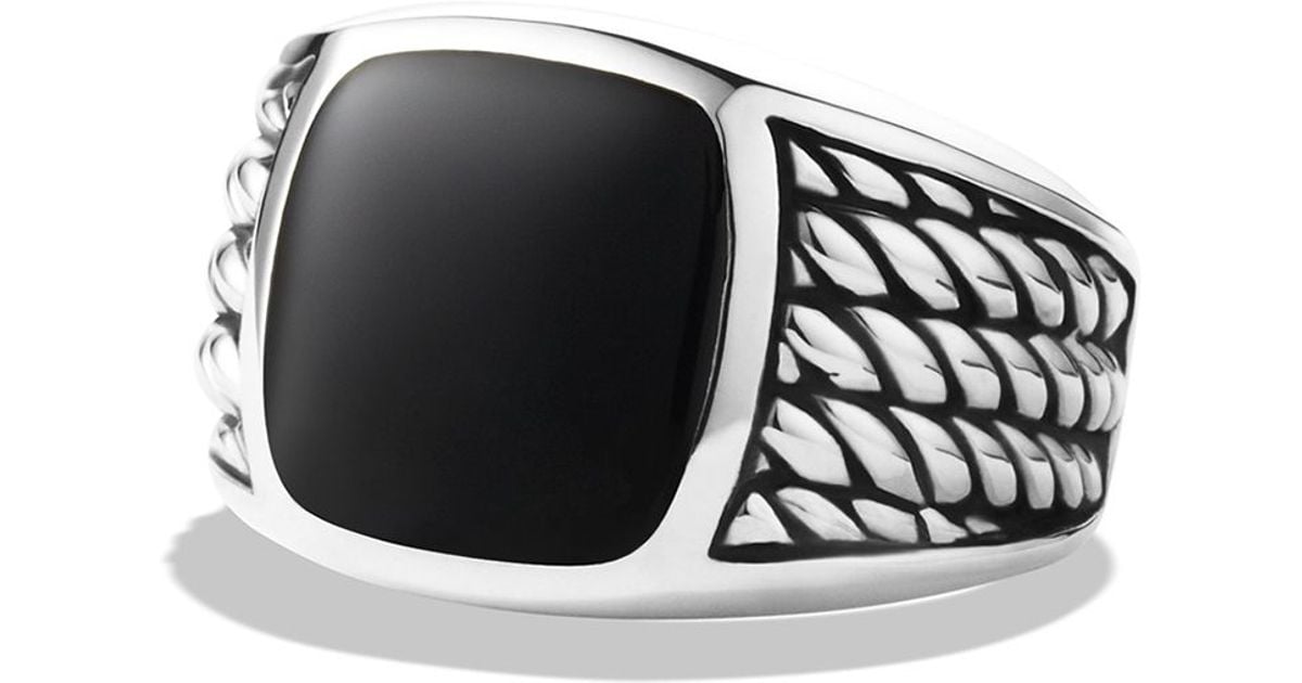 David Yurman Maritime Rope Ring with Black Onyx in Metallic for