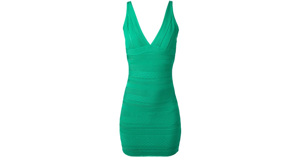 Hervé Léger Mini Bandage Dress in Green