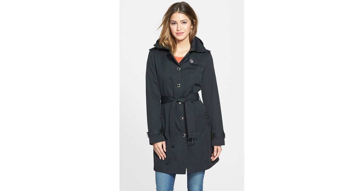 michael kors black raincoat with hood