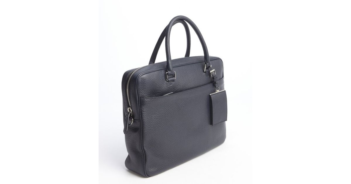 Prada Navy Leather Top Handle Travel Bag in Blue for Men (navy) | Lyst  